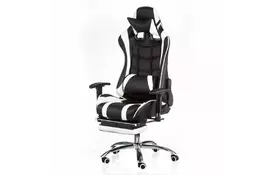 Кресло игровое Special4You ExtremeRace black/white with footrest (000002300) - Фото