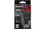 Зарядное устройство Defender UPA-22 black, 2xUSB, 2.1A (83579)