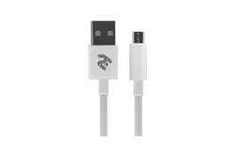 Кабель 2E USB 2.0 to Micro USB Molding Type, 1m, White - Фото