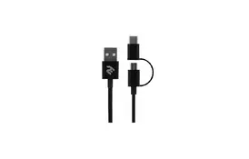 Кабель 2E USB to Micro + Type C, 5V/2.4A, 1m, Black - Фото