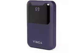 Батарея универсальная Vinga 10000 mAh Display soft touch purple (BTPB0310LEDROP) - Фото