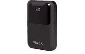 Батарея универсальная Vinga 10000 mAh Display soft touch black (BTPB0310LEDROBK) - Фото