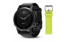 Смарт-часы Garmin Fenix 5s Sapphire Black with Black & Yellow Silicone Bands (010-01685-11) - Фото