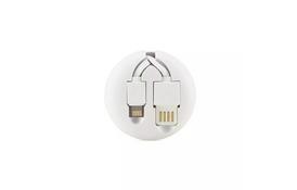 Кабель Remax Roller type Retractable 2in1 for MicroUSB and Lightning 1m white - Фото