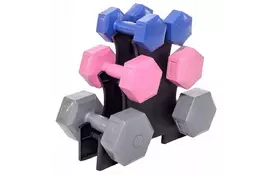 Гантельный набор HouseFit в пластике 12кг cо стойкой (DR102-1) - Фото