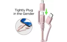 Кабель Spigen Essential C10i3 Gold USB-C+Micro-B 5-pin+USB Lightning to USB 2.0 - Фото