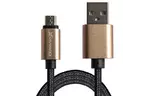 Дата кабель USB 2.0 AM to Micro 5P 1.0m Cu, 2,1A, Black/Gold Grand-X (FM01BG)