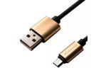 Дата кабель USB 2.0 AM to Micro 5P 1.0m Cu, 2,1A, Black/Gold Grand-X (FM01BG)