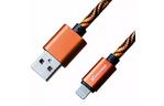 Дата кабель USB 2.0 AM to Lightning 1.0m Orange/Black Grand-X (FL05OB)