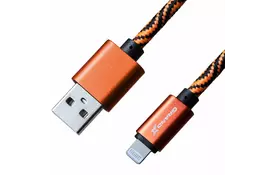 Дата кабель USB 2.0 AM to Lightning 1.0m Orange/Black Grand-X (FL05OB) - Фото
