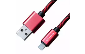 Дата кабель USB 2.0 AM to Lightning 1.0m Red/Black Grand-X (FL05RB) - Фото