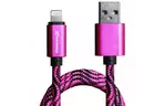 Дата кабель USB 2.0 AM to Lightning 1.0m Rose/Black Grand-X (FL05RSB)