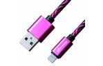 Дата кабель USB 2.0 AM to Lightning 1.0m Rose/Black Grand-X (FL05RSB)