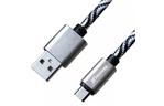 Дата кабель USB 2.0 AM to Micro 5P 1.0m Cu, 1.5A, White/Black Grand-X (FM05WB)