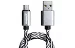 Дата кабель USB 2.0 AM to Micro 5P 1.0m Cu, 1.5A, White/Black Grand-X (FM05WB)