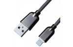 Дата кабель USB 2.0 AM to Lightning 1.0m 1.5A Dark Silver Grand-X (ML02DS)