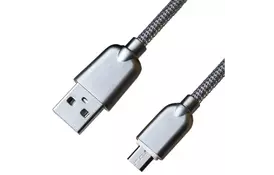 Дата кабель USB 2.0 AM to Micro 5P 1.0m 1.5A, Silver Grand-X (MM02S) - Фото