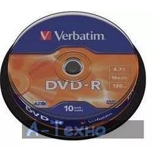 Диск DVD Verbatim 4.7Gb 16X CakeBox 10шт (43523)