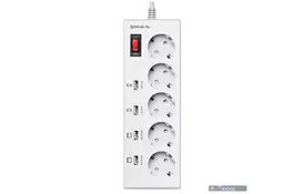 Сетевой фильтр питания REAL-EL RS-5F CHARGE 4, 3m, white (EL122300015) - Фото