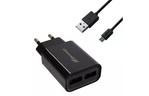Зарядное устройство Grand-X 5V 2.4A 2xUSB + cable USB-microUSB (CH-45UMB)