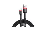 Дата кабель USB 2.0 AM to Lightning 0.5m Cafule 2.4A red+black Baseus (CALKLF-A19)