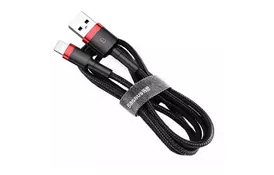 Дата кабель USB 2.0 AM to Lightning 0.5m Cafule 2.4A red+black Baseus (CALKLF-A19) - Фото