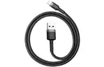 Дата кабель USB 2.0 AM to Lightning 1.0m Cafule 2.4A gray+black Baseus (CALKLF-BG1)