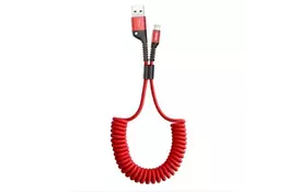 Дата кабель USB 2.0 AM to Lightning 1.0m Fish eye Spring 2A red Baseus (CALSR-09) - Фото