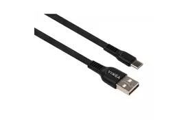 Дата кабель USB 2.0 AM to Type-C 1.0m flat art TPE back Vinga (VCPDCTCFTPE1BK) - Фото