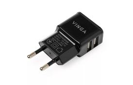 Зарядное устройство Vinga 2 Port USB Wall Charger 2.1A (VCPWCH2USB2ABK) - Фото