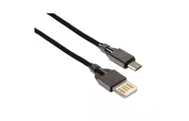 Дата кабель USB 2.0 AM to Micro 5P 1.0m 2-sides usb nylon black Vinga (VCPDCM2SNB1BK) - Фото