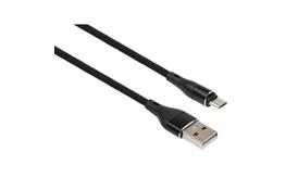 Дата кабель USB 2.0 AM to Micro 5P 1.0m cylindric nylon back Vinga (VCPDCMCANB1BK) - Фото