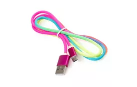 Дата кабель USB 2.0 AM to Micro 5P 1.0m rainbow nylon Vinga (VCPDCMCOLNB1RS) - Фото