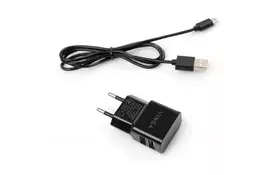 Зарядное устройство Vinga 2 Port USB Wall Charger 2.1A + microUSB cable (VCPWCH2USB2ACMBK) - Фото