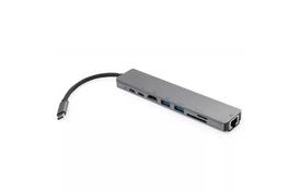 Концентратор Vinga Type-C to 4K HDMI+2*USB3.0+GigabitLAN+SD+2*PD aluminium (VCPATC2U3CRLNHIPDGR) - Фото