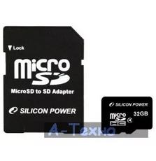 Карта памяти Silicon Power 32Gb microSDHC class 4 (SP032GBSTH004V10-SP)