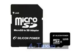 Карта пам'яті Silicon Power 32Gb microSDHC class 4 (SP032GBSTH004V10-SP) - Фото
