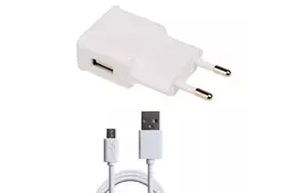 Зарядное устройство Grand-X 1*USB, 1A, White, + cable USB -> Micro USB, Cu, 2.1А, 1m (CH-765UMW) - Фото