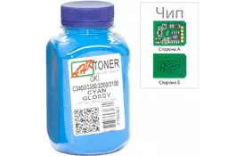 Тонер OKI C3400/3300, 110г Cyan+chip AHK (1502695) - Фото
