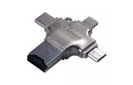 Считыватель флеш-карт Argus USB2.0/USB Type C/ Micro-USB/Lightning, TF (R-010) - Фото