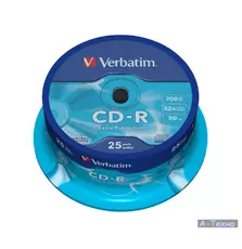 Диск CD Verbatim 700Mb 52x Cake box 25шт Extra (43432)