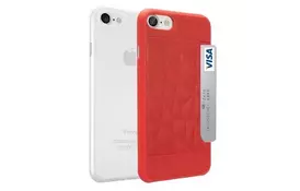 Чехол Ozaki O!coat 0.3 Jelly+Pocket для iPhone 8/7 2in1 Ultra slim & Light card holder Red and Clear - Фото