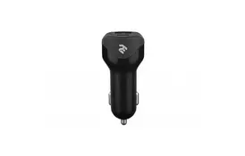Зарядное устройство 2E Dual USB Car Charger (30W) Type-C PD, USB 2.4A, black (2E-ACR18WQC) - Фото