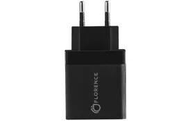 Зарядное устройство Florence 1USB QC 3.0 + Type-C cable Black (FL-1050-KT) - Фото