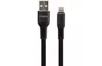 Дата кабель USB 2.0 AM to Lightning 1.0m flat nylon black Vinga (VCPDCLFNB1BK)