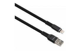 Дата кабель USB 2.0 AM to Lightning 1.0m flat nylon black Vinga (VCPDCLFNB1BK) - Фото