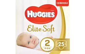 Подгузник Huggies Elite Soft 2 Mega (4-6 кг) 100 шт (50x2) (5029054568743) - Фото