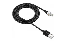 Дата кабель USB 2.0 AM to Lightning 1.0m Rotating magnetic Black CANYON (CNS-CFI8B) - Фото