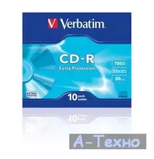 Диск CD Verbatim 700Mb 52x Slim case 10шт Extra (43415)