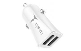 Зарядное устройство T-PHOX Pocket 2.4A Dual USB (White) (Pocket Car Charger) - Фото